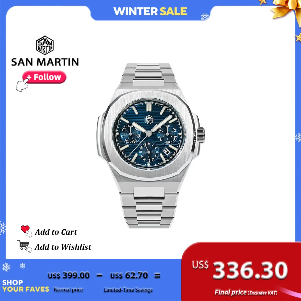 San Martin Brand Watches Luxury Men Stainless Waterproof Casual Business Automatic Mechanical Watche Luminous Hands Miyota 9120