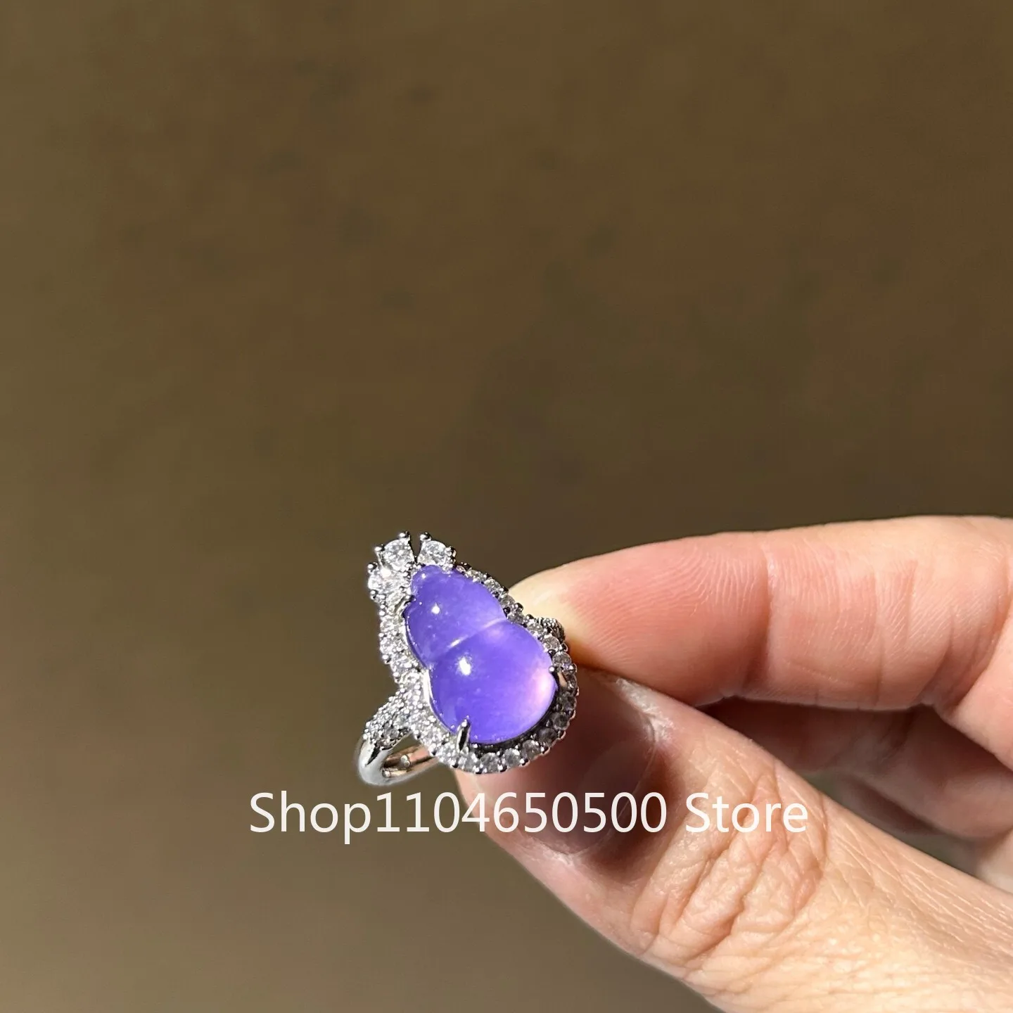 

Certified Nature Inlay ice lavender Burmese Jade Jadeite Archaistic Amulet Rings