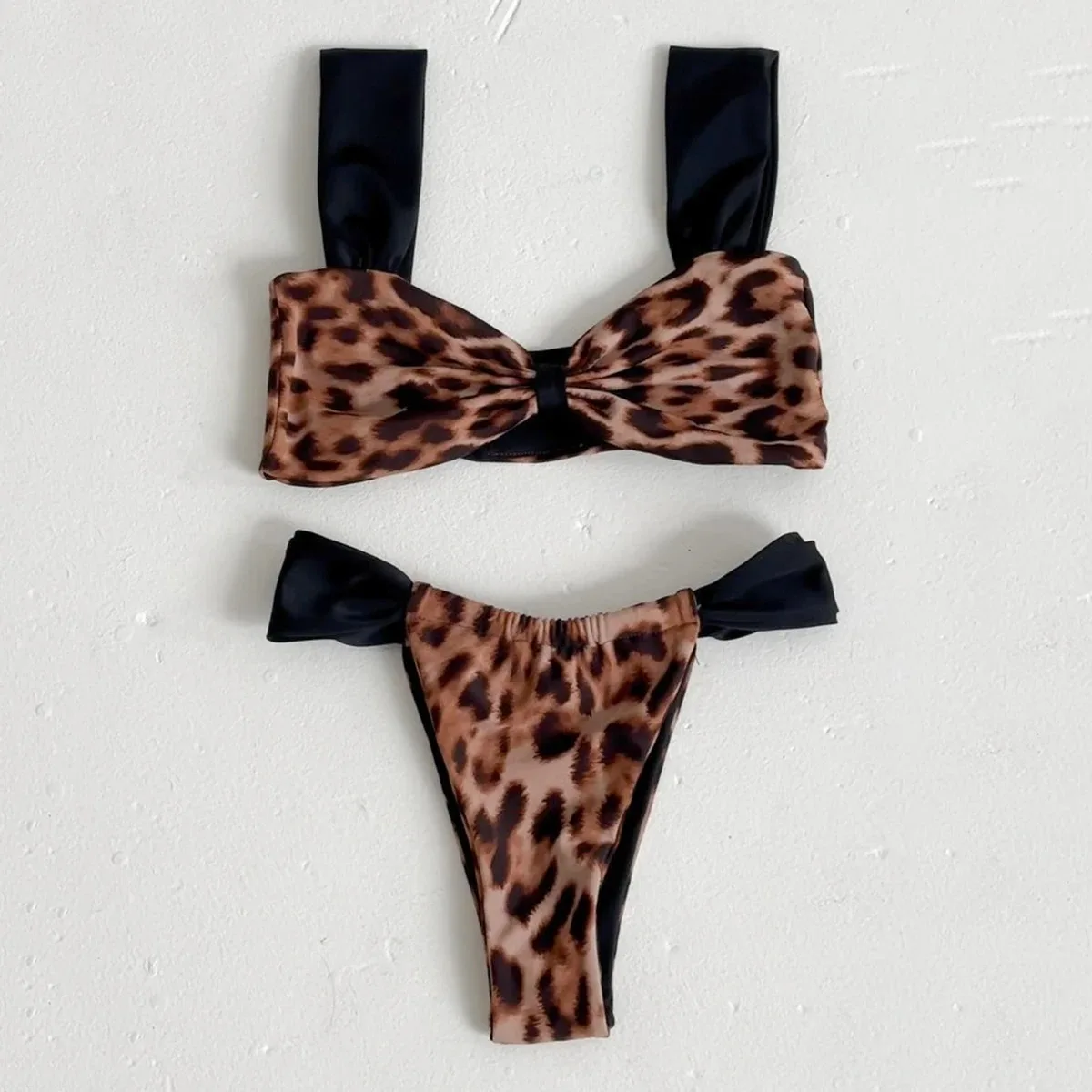 Bikini de leopardo 20224, conjunto de Bikini Sexy para Mujer, trajes de baño para Mujer, traje de baño brasileño, Bikini, traje de baño, ropa de playa unicolor