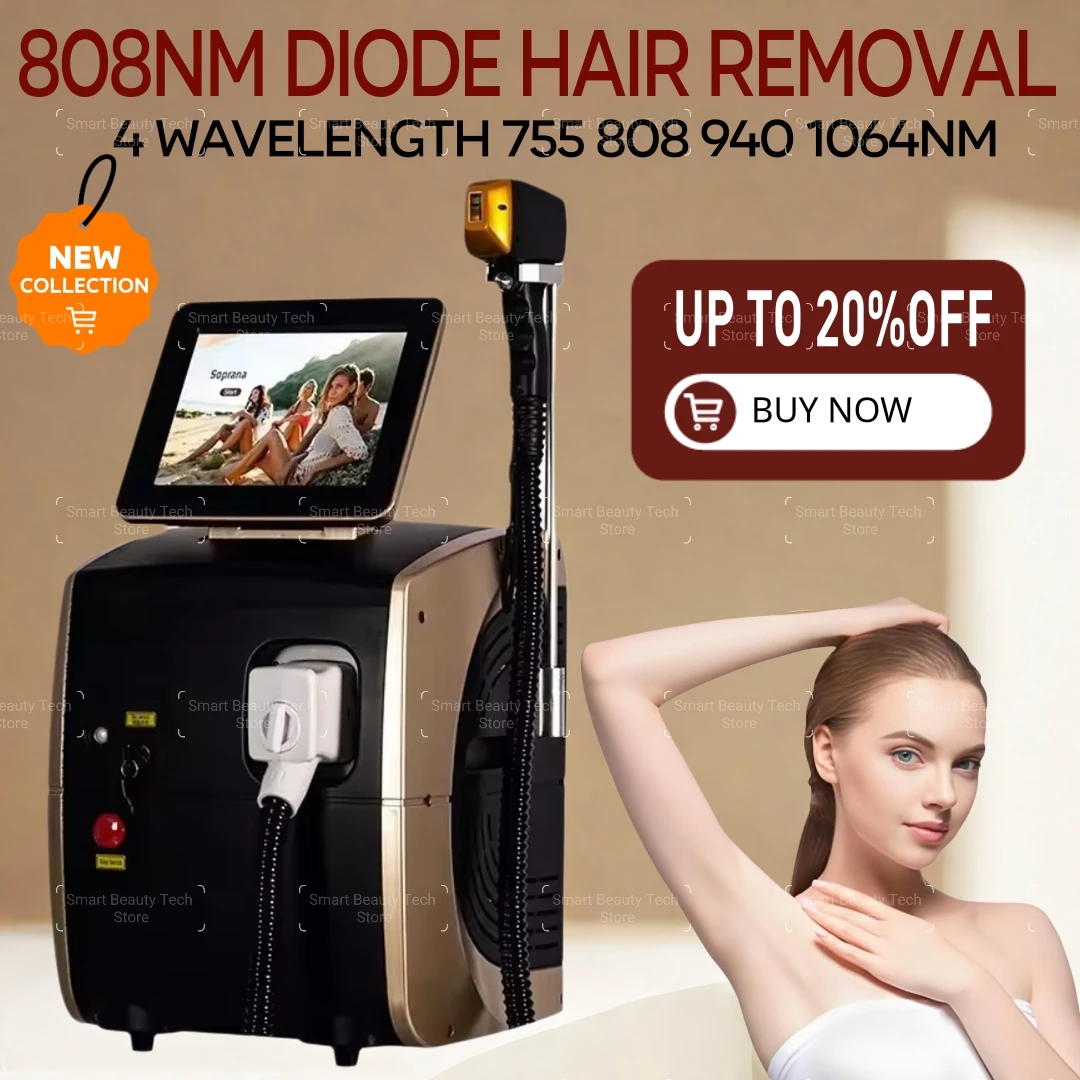 

НОВЫЙ 4000 Вт 4 волны портативный диод сопрано лазерная эпиляция 755 940 1064 808 нм сертификат CE александритовое устройство постоянное 2025