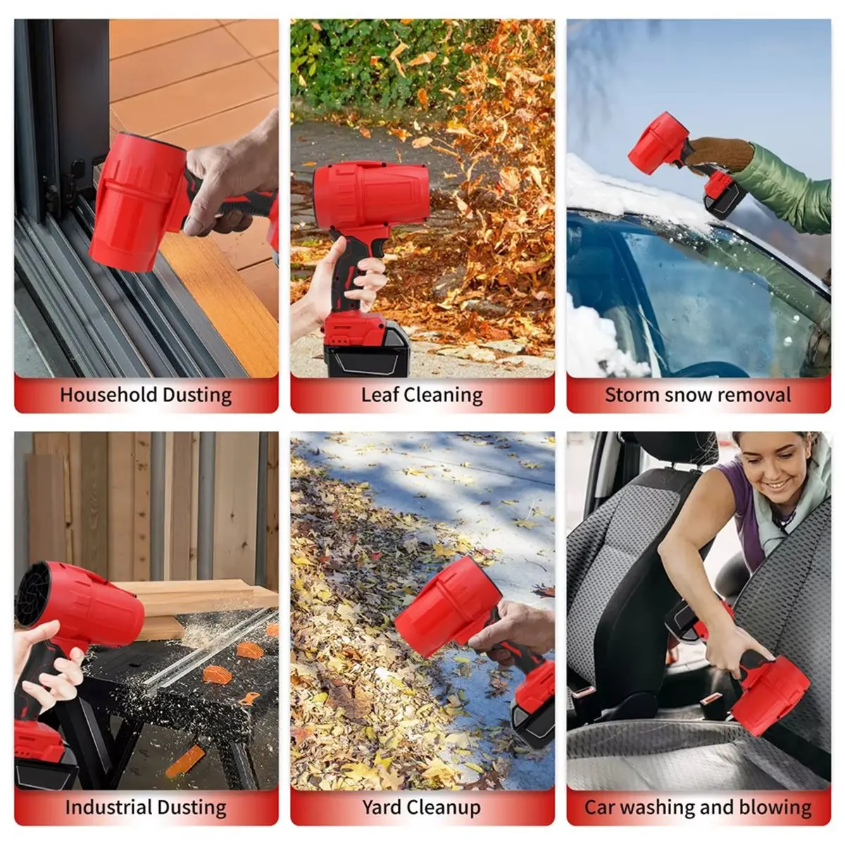DT38 Brushless Electric Air Blower Turbo Blower Jet Fan Cordless Leaf Blower Handheld Blowing Tool for 18V Battery