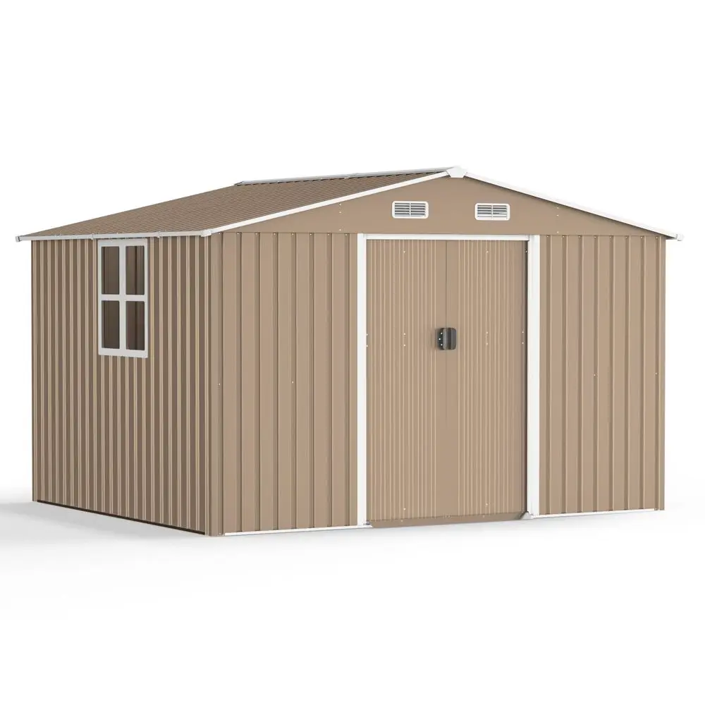 

10FT x 8FT Outdoor Storage Shed with Window and Lockable Doors,Waterproof Metal Garden Tool Shed,Galvanized Steel shed for Back
