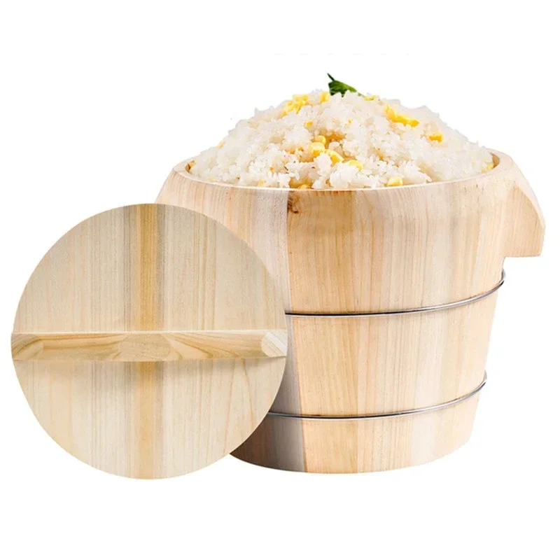 21/24/27cm Bamboo Steamer  Rice Wooden Barrel Rice Steamer Dim Sum Dishes Fish Vegetables Food Steamer Kitchen