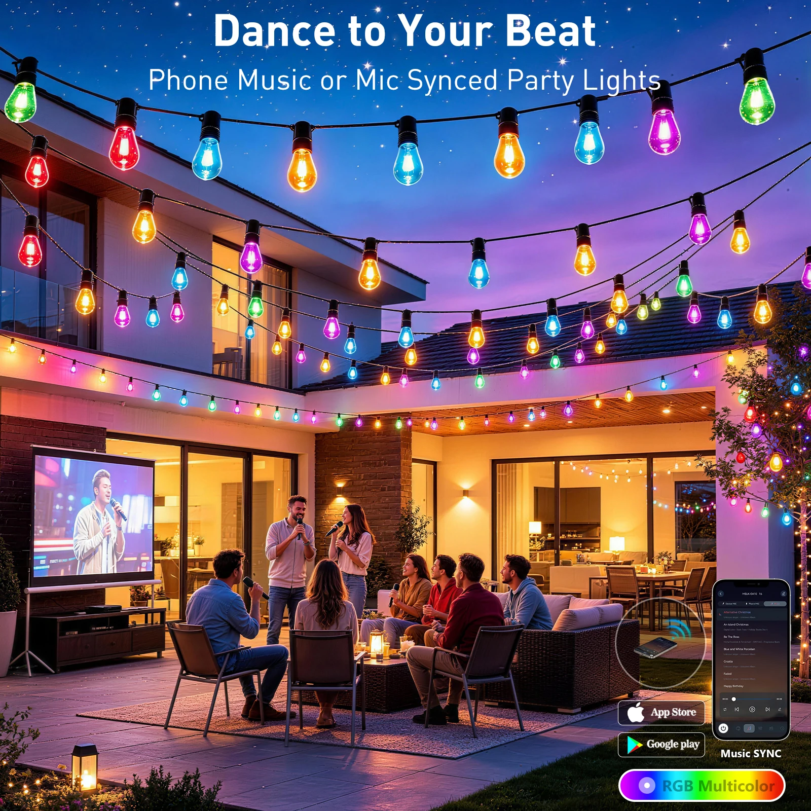 100 FT Çok Renkli Küre LED Diz - String Light Bistro incelemesi ve fiyatı
