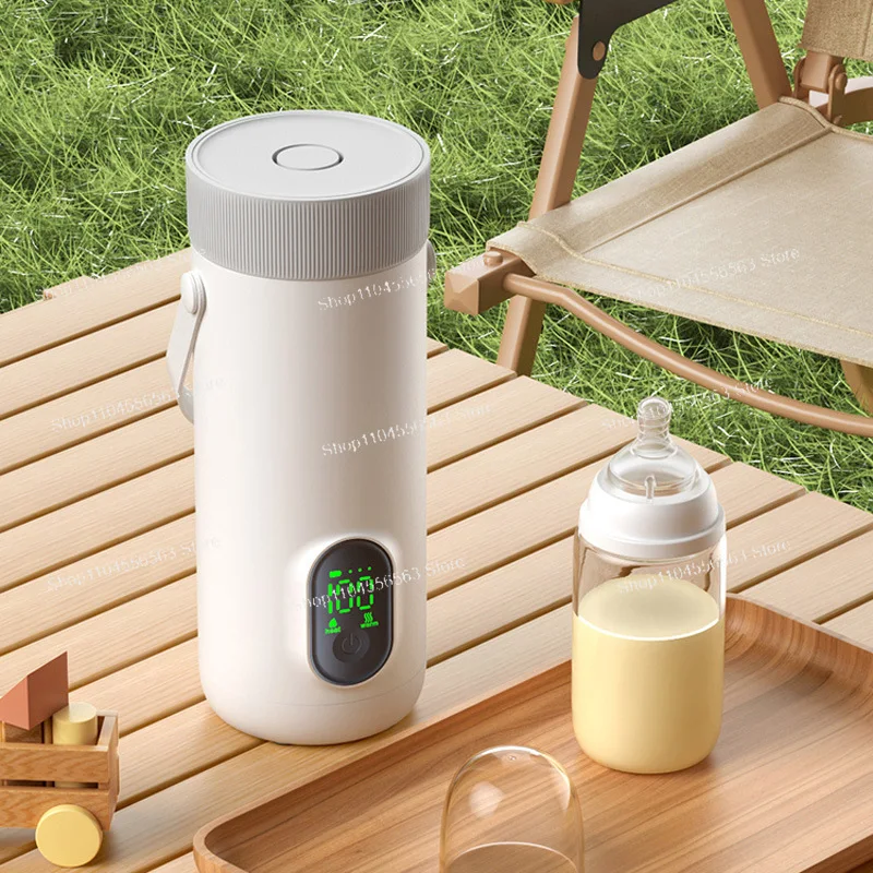 Cordless USB Rechargeable Heating Cup with Temperature Control, Portable Electric Kettle for Car Travel Office Use