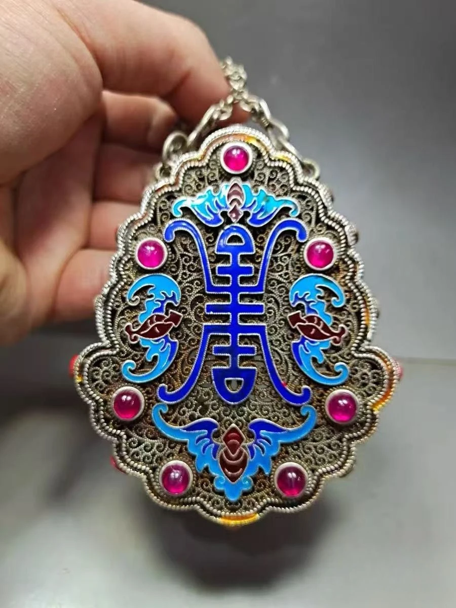 jewelry-accessories-retro-tibetan-silver-inlaid-ruby-round-transfer-bead-pendant-starlight-gem-pendant