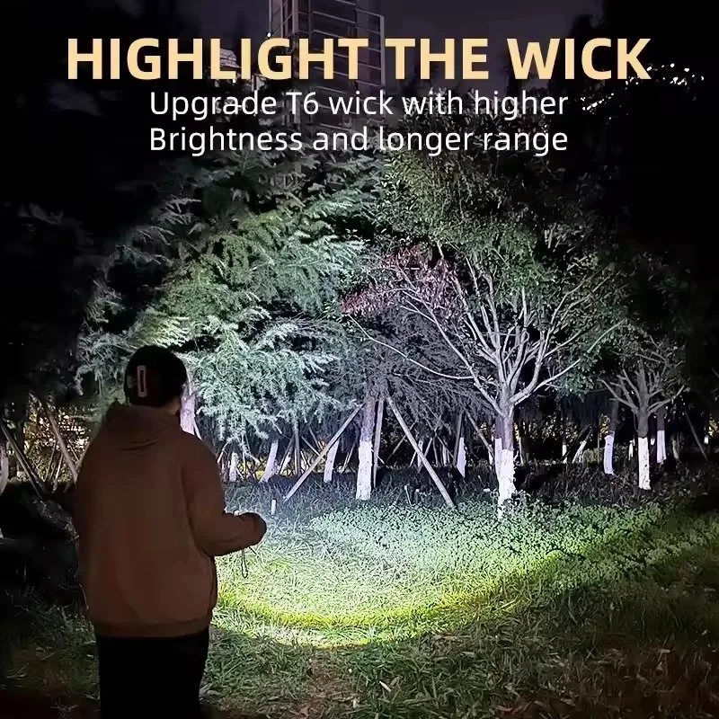 Pop 10000 Lumen Zoomable LED Flashlight USB Rechargeable Magnetic Base 3 LED Mini Tactical Torch Waterproof Portable Hand Lamp