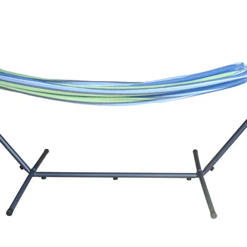 Blue Striped Hammock with Metal Stand, Portable Carrying Case, Blue Color