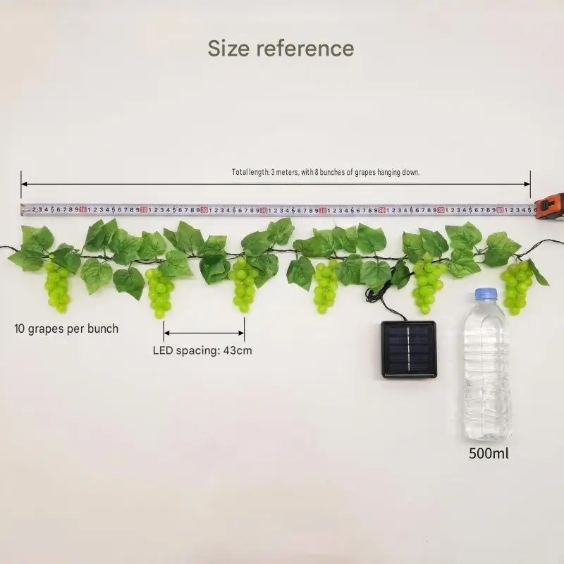 Solar Grape String Lights Christmas Outdoor Garland Fairy Light Waterproof Patio Garden Fence Tree Wall Hanging Party Decoration