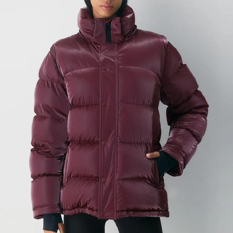 

Женские модные винно-красные хлопковые куртки с длинными рукавами и капюшоном, толстое теплое повседневное пальто, новая женская зимняя верхняя одежда для уличных поездок
