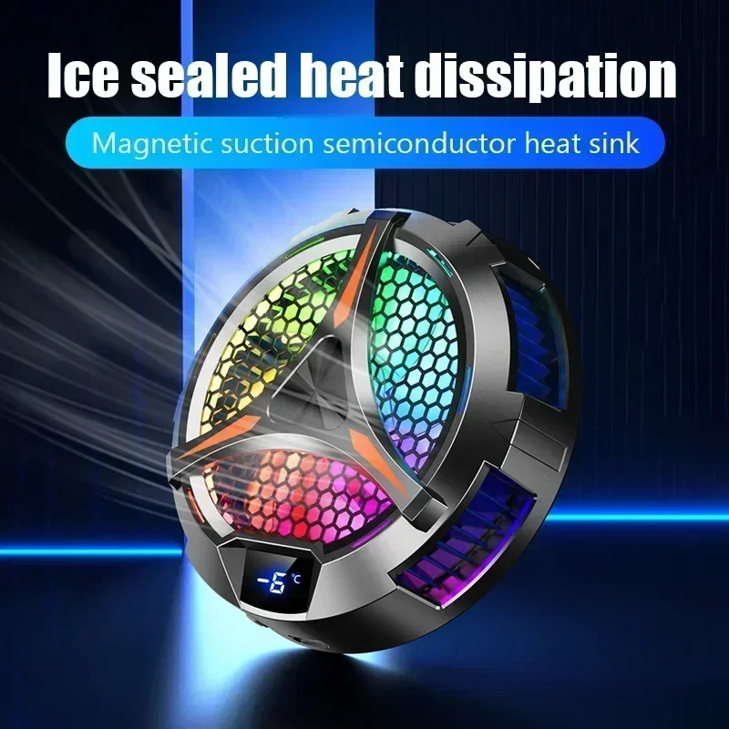 X42 Magnetic Semiconductor Type-C System PUBG Game Cooler with LED Display Cooling Fan Radiator for IPad Tablets Cool Heat Sink