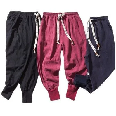Autumn And Winter Men's Linen Closed Loose Pants Chinese Style Japanese Casual Pants Men's Trousers