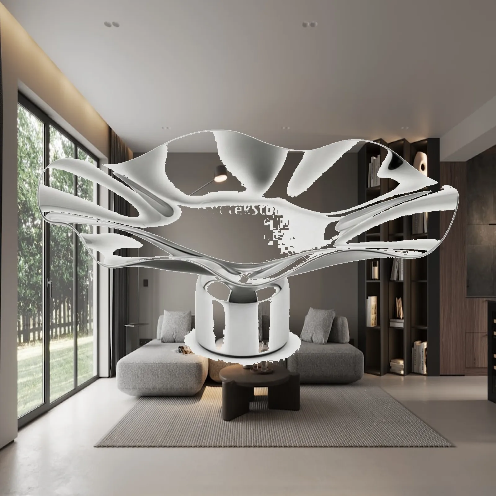 Raised Serving Tray Stainless Steel Flower Rim Cylindrical Pedestal for Buffet Party Catering Display of Fruits Pastries Jewelry