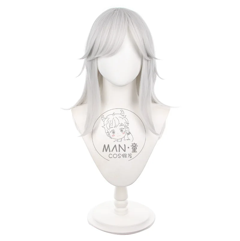 شعر مستعار جينشين إمباكت سينو التنكري سوميرو ذو شعر طويل فضي وأبيض هدية الهالوين #5