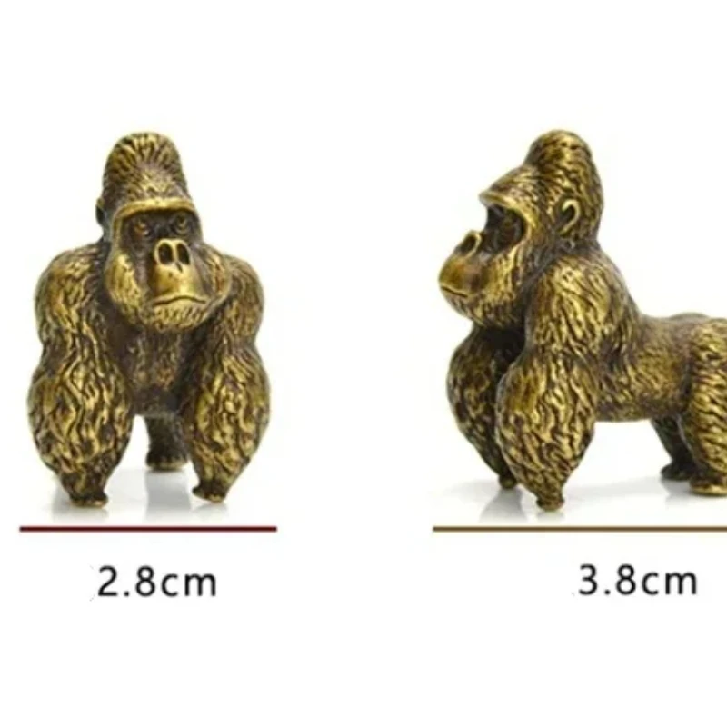 Creative Antique Pure Copper Gorillas Figurine Chinese Classical Brass Statue Desktop Tea Pet Study Table Ornament Home Decor
