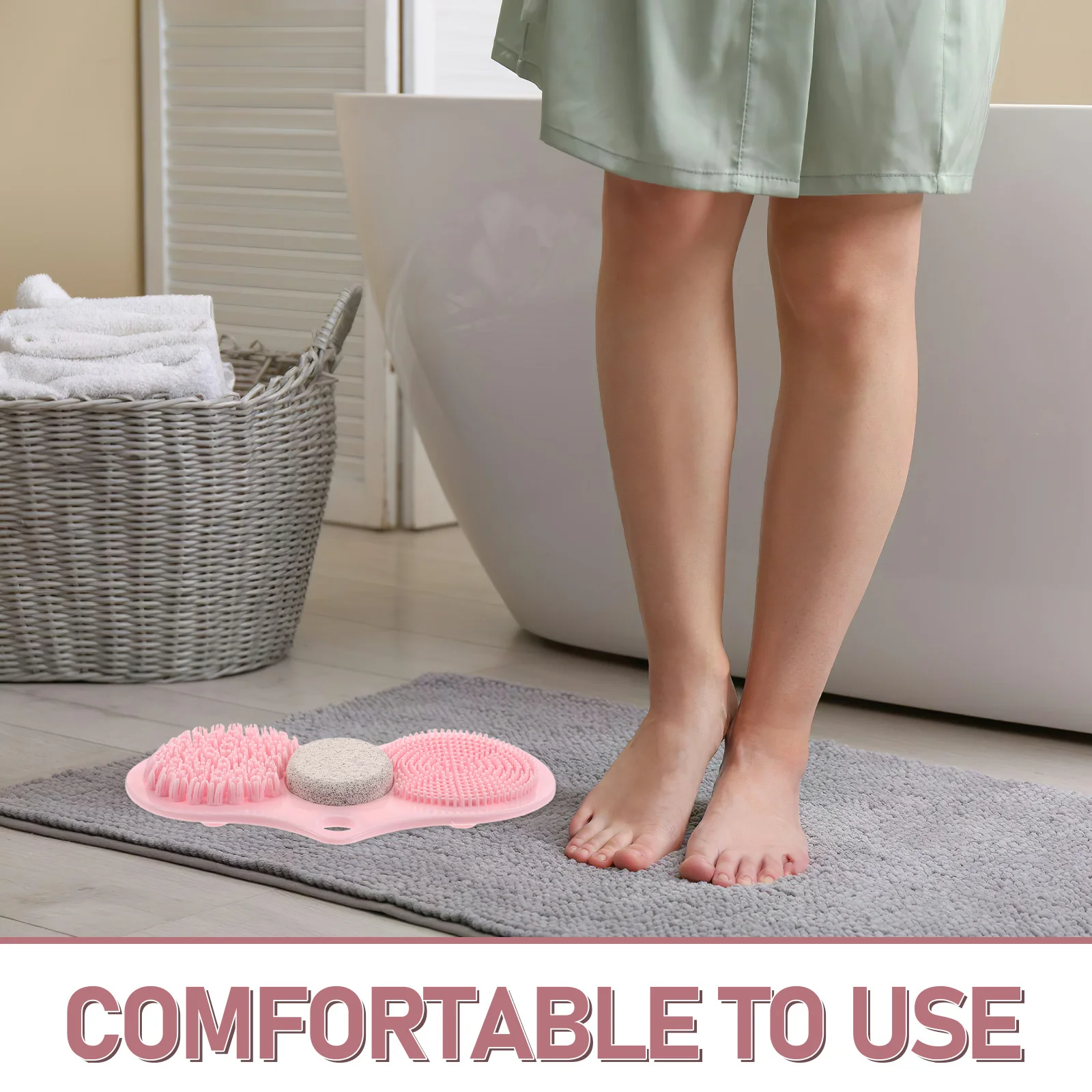 Douche Voet Scrubber Mat Antislip Zuignappen Puimsteen Voor Eelt Dode Huid Verwijderen Badkamer Bad Voeten Schoonmaken Tool