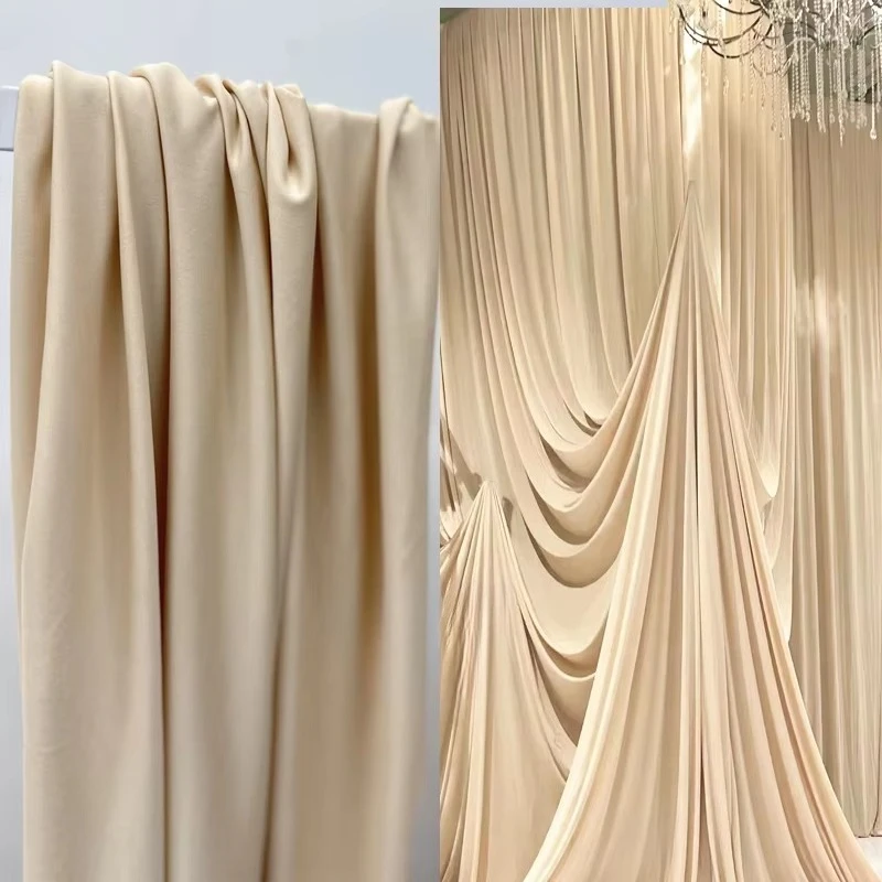 Creamy Champagne  Off White Milk Silk Stretch Fabric Soft Cloth for DIY Wedding Backdrop Drapes Stage and Table Decorations