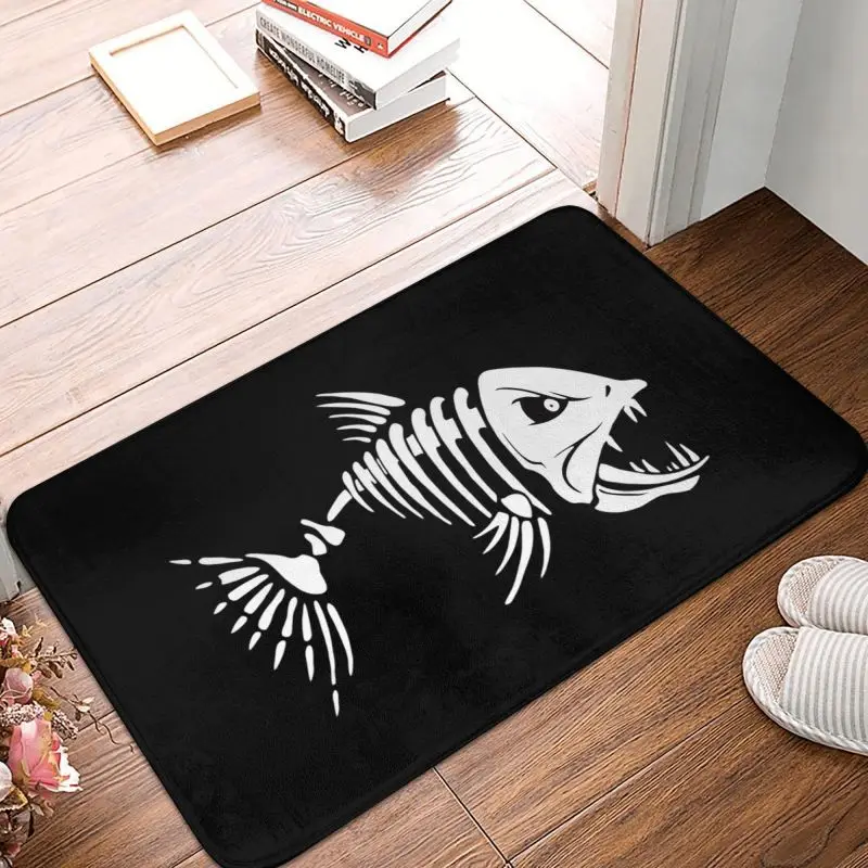 Fish Bone Fishing Skeleton Doormat Non-Slip Kitchen Bath Welcome Mat Living Room Floor Door Entrance Carpet Rug Footpad