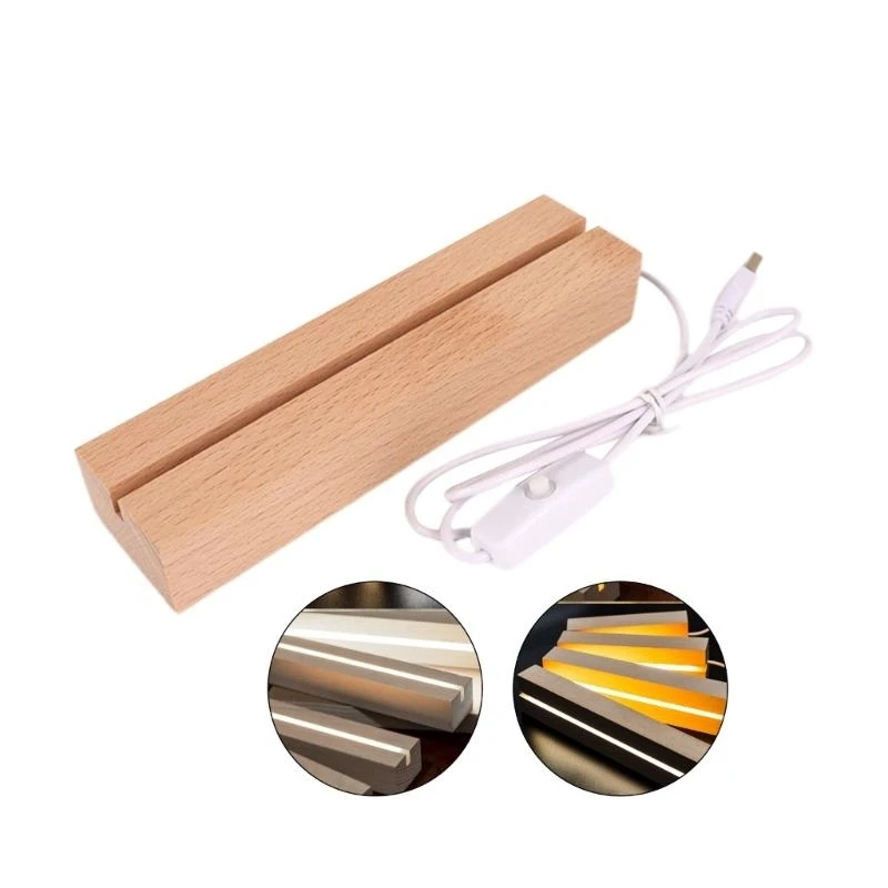 Light Display Base Wooden LED Display Base LED Display Stand Crystal Glass Light Base Stand for Resin Art