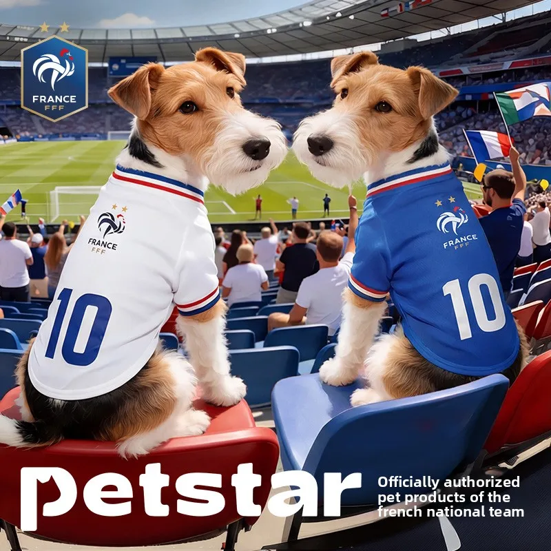 French Football Team Pet Breathable Mesh Jersey Summer Quick Dry Vest Thin Cool T Shirt Clothes for Cats Dogs Puppy