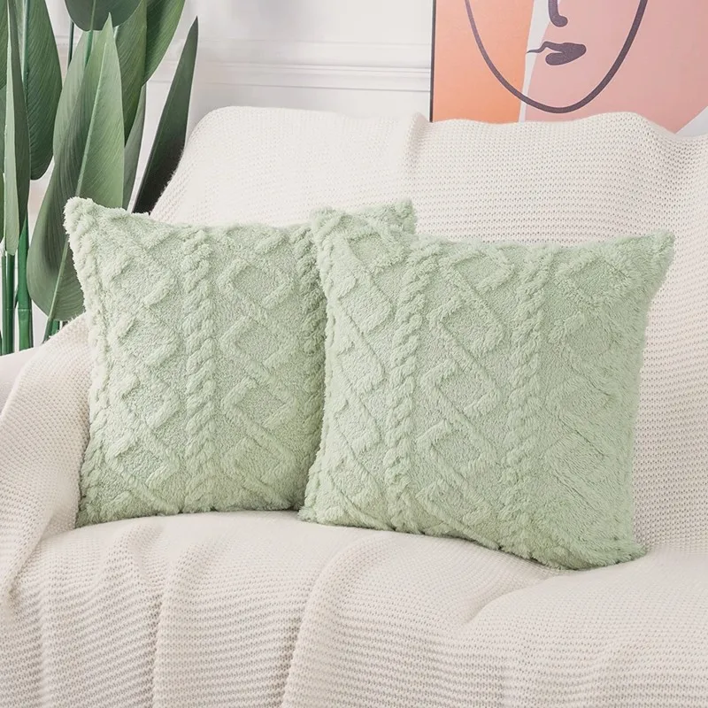

Inyahome-Soft Plush Fuzzy Short Wool Fleece Throw Pillow Cover, 30x50cm, 45x45cm, 50x50cm, Cushion Cases, Decor Shell