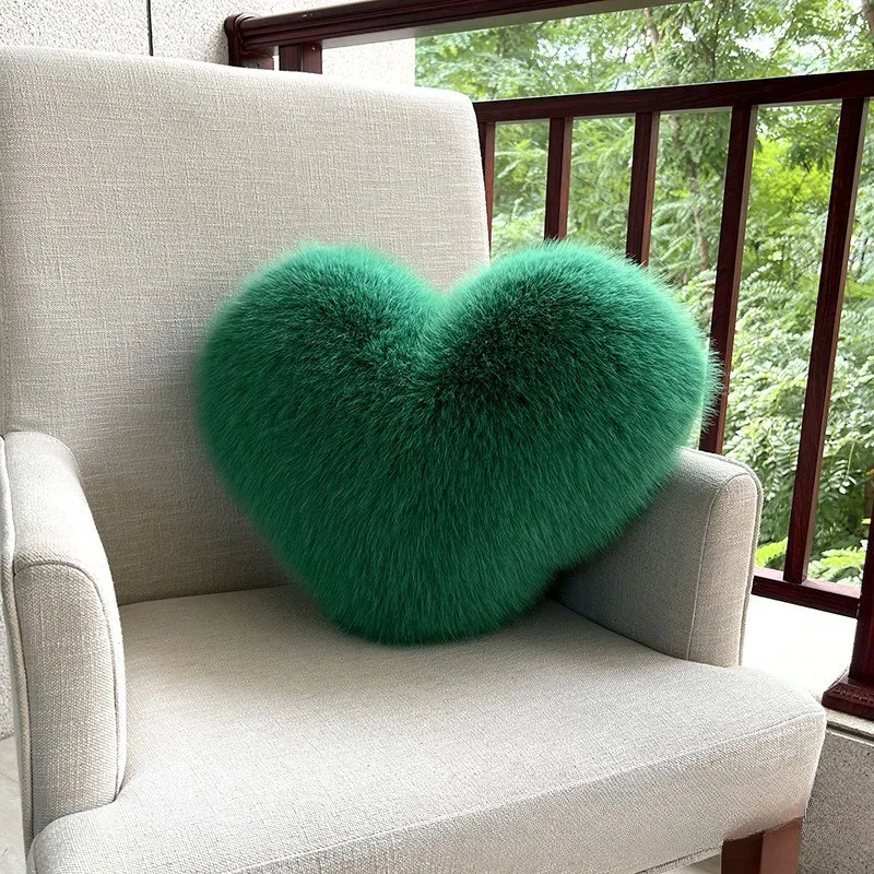 Cuscino a Forma di Cuore in Pelliccia Sintetica, Cuscino Lungo in Peluche per Divano, Regalo di Lusso per Matrimoni, Decorazione Romantica e Accogliente per la Casa