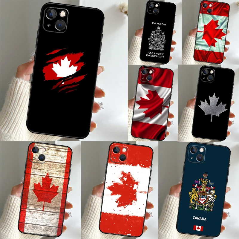 Funda de teléfono con bandera canadiense de Canadá para iPhone 16 14 13 12 15 Pro Max 15 16 Plus 12 13 mini XR 16e Funda
