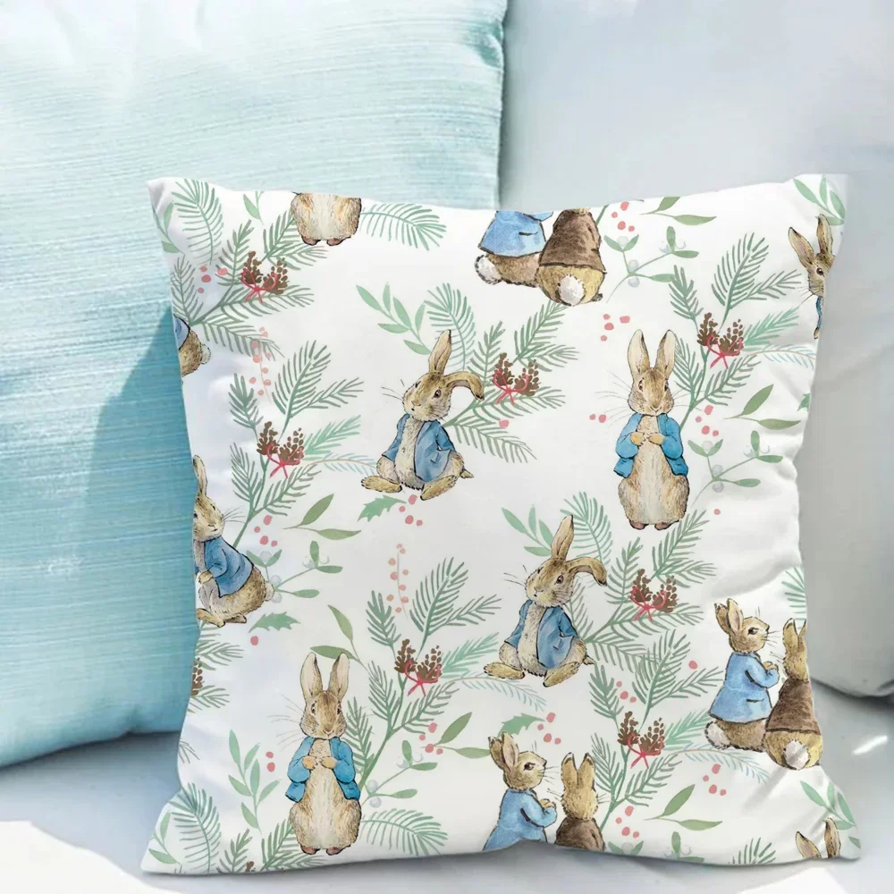 P-Peter-funda de almohada de conejo, funda de cojín, fundas de almohada decorativas con estampado dúplex, fundas de almohada