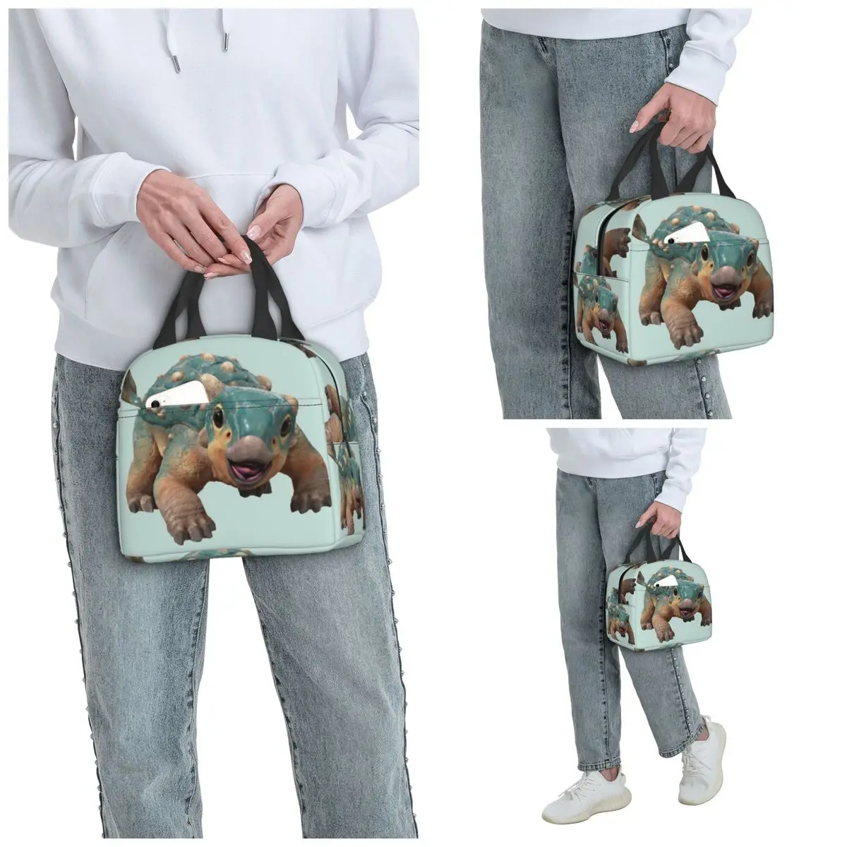 Bumpy Ankylosaurus Magniventris Insulated Lunch Bag for Kids School Cooler Thermal Food Box Tote Leakproof Lunch Boxes Container