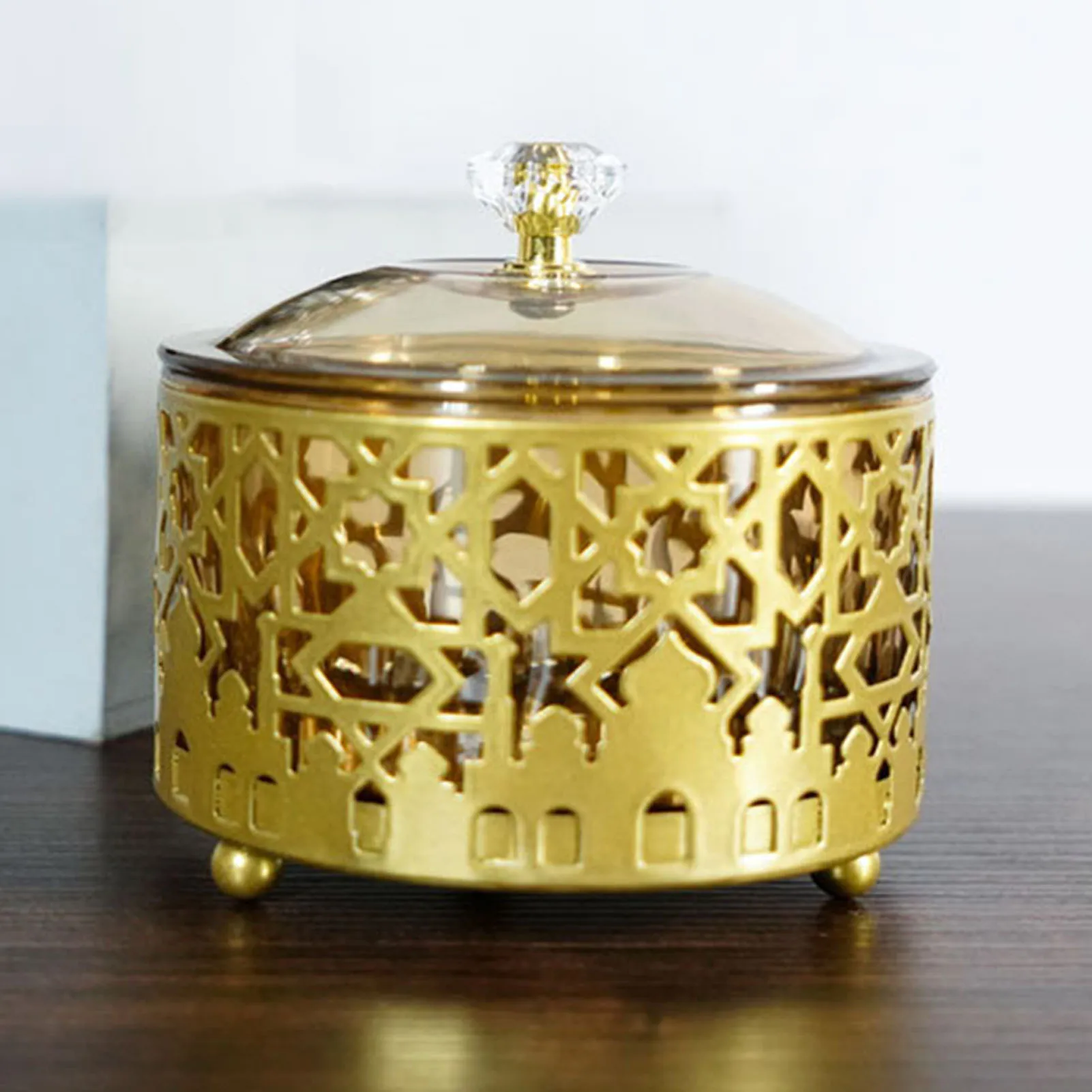 3.5inch Eid Mubarak Decor Fruit Tray Golden Star Moon Mosque Pattern Organizer Box For Snack Fruit Candy Muslim Ramadan Decors