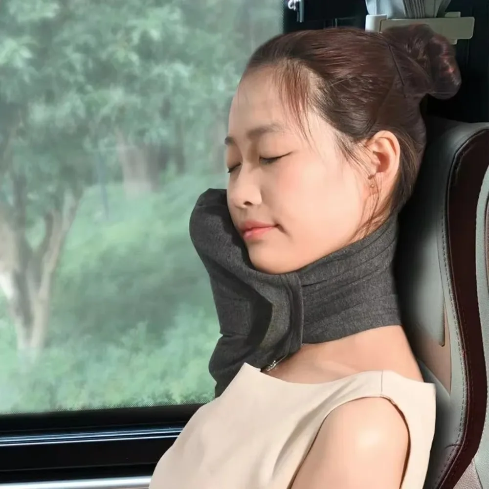 Memory Foam Travel Pillow Solid Color Long Distance Trave Aircraft Neck Pillow Washable Cover Lightweight Comfortable Pillows