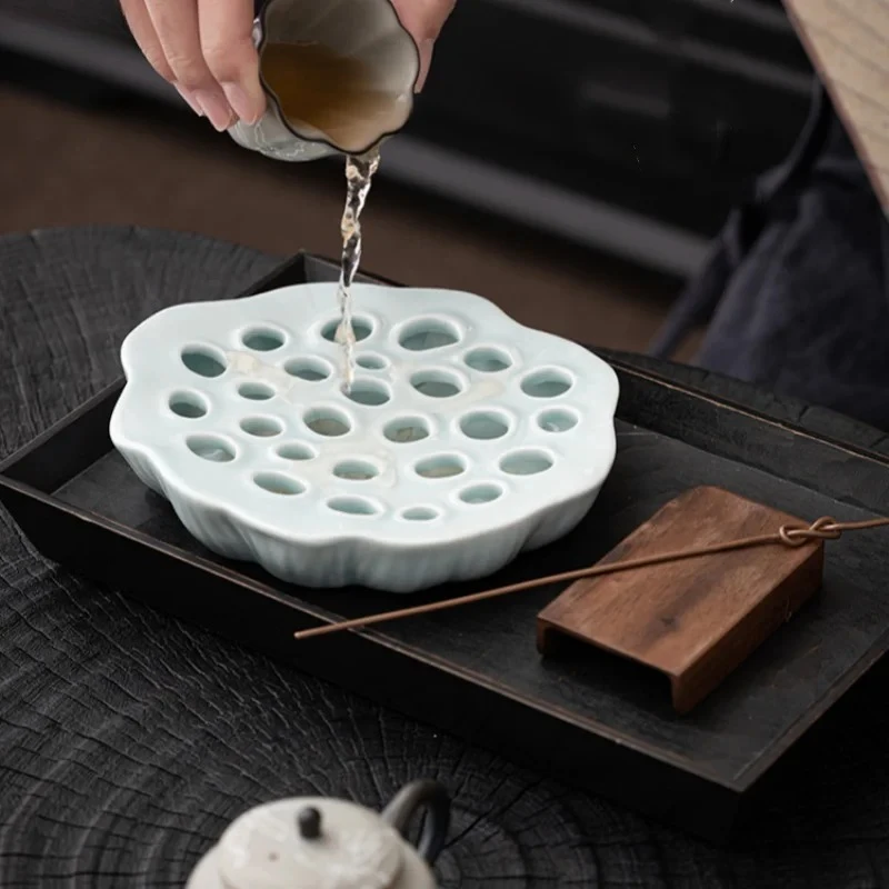 

Держатель для чайника в форме лотоса, керамический поднос для чая, платформа для приготовления чая, основа для чайника, коврик для чайника, держатель для чайника, набор чая кунг-фу, аксессуары