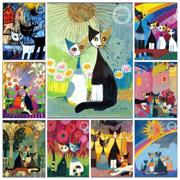 quebra-cabeca-de-alta-qualidade-com-arte-popular-abstrata-e-blocos-de-cores-gato-floral-boemio-e-gatinho-com-sol-urbano-decoracao-de-parede-para-casa