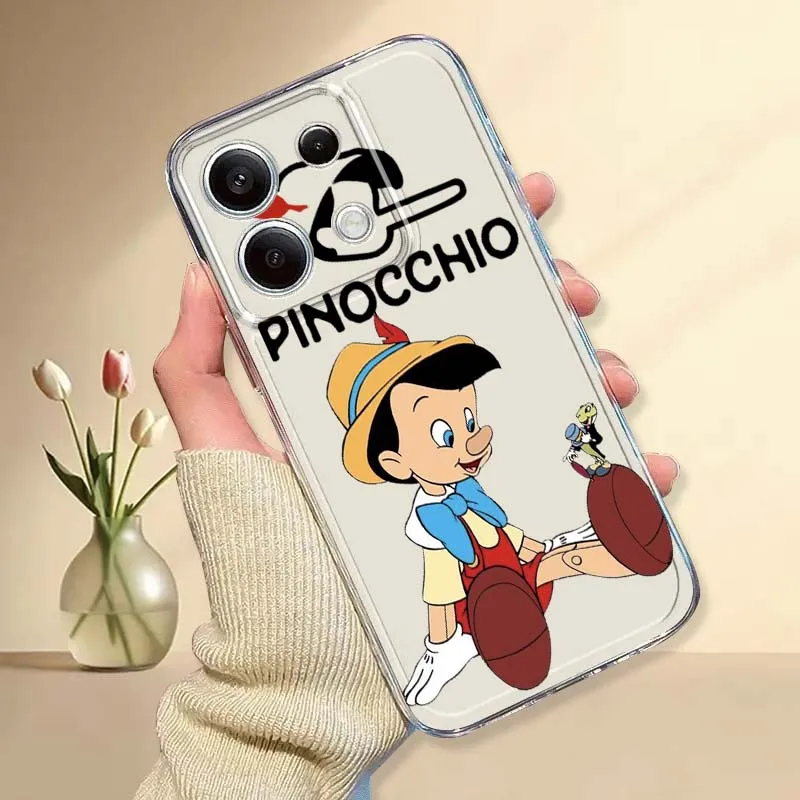 

Disney Pinocchio Adventure Phone Case For Xiaomi Mi Poco F2 F3 F4 F5 F6 X5 X6 X7 Pro TPU Protection Transparent