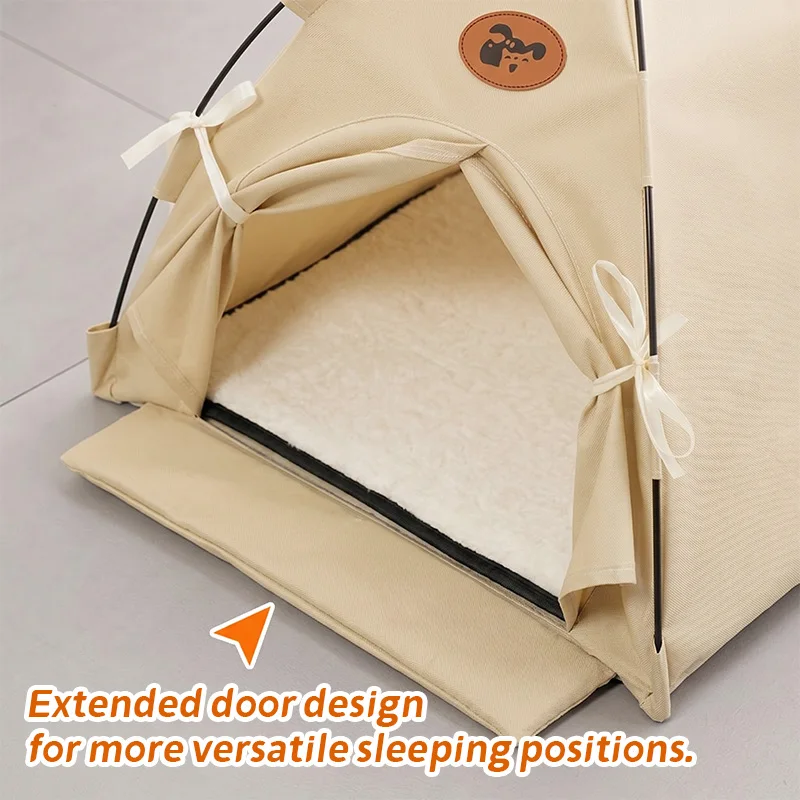 Pet Tent Bed for Cats & Dogs, Semi-Enclosed Oxford Fabric Shelter with Double-Sided Mat, Portable Camping Style Nest Outdoor