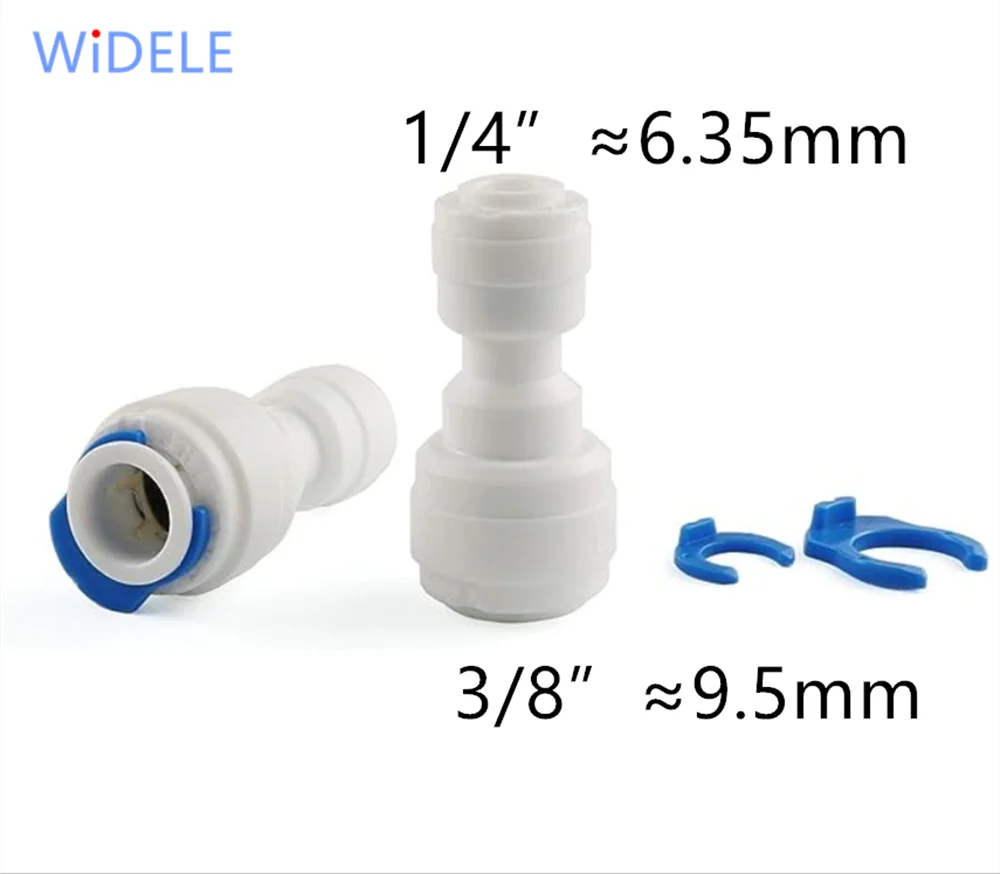 2pcs 1/4inch to 3/8inch OD Quick Straight Push Connector Water Tube Pipe Fitting Kit for RO Water Systems Purifiers Filters