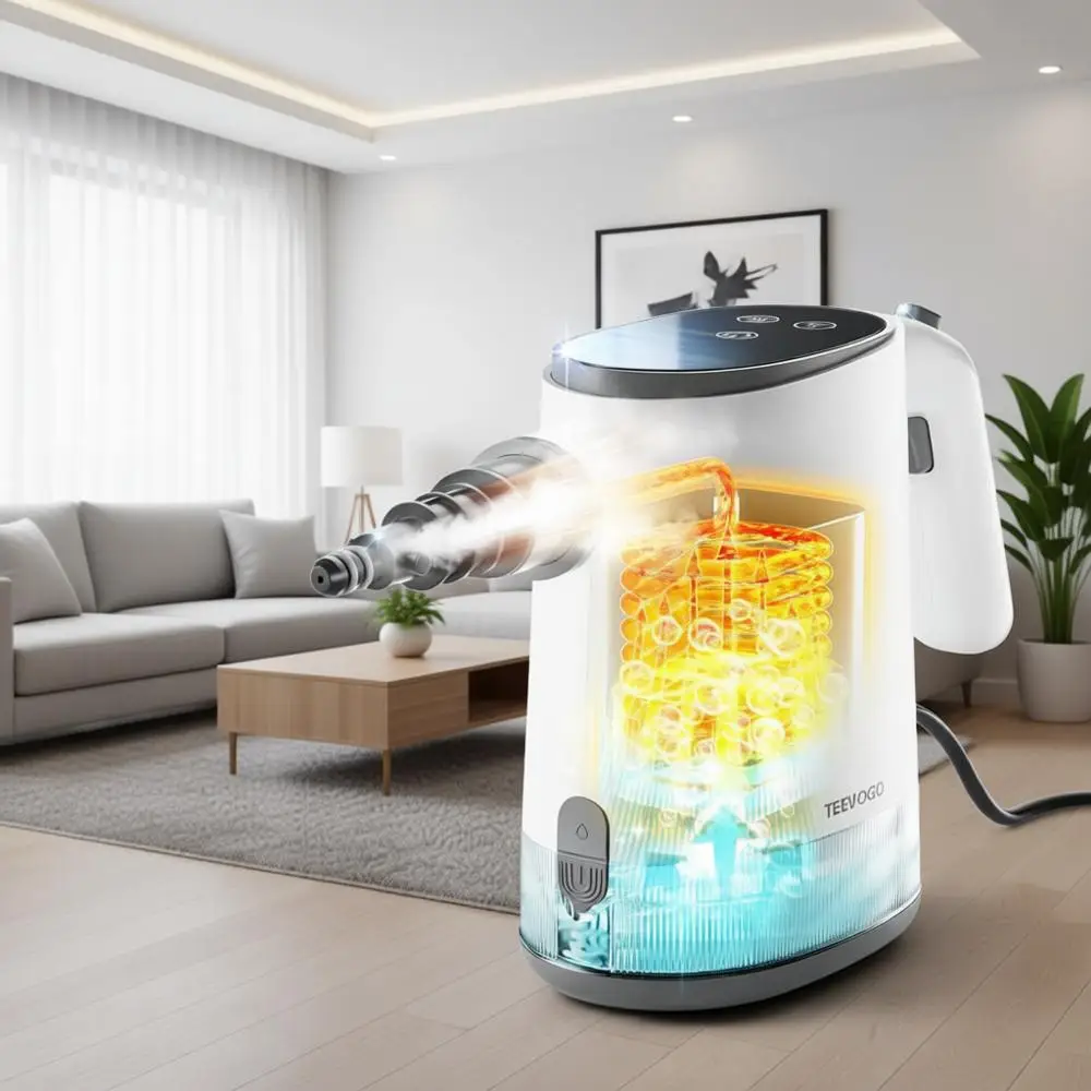 

Ручной пароочиститель, паровой очиститель с подогревом за 15 секунд, обновленный бак на 650 мл, легкий портативный отпариватель для уборки кухни