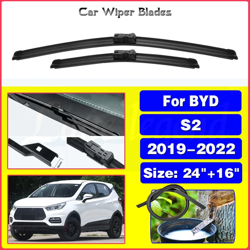 

Car Wiper For BYD S2 2019-2022 2021 2020 Front Wiper Blades Soft Rubber Windscreen Wipers Auto Windshield 24"+16"