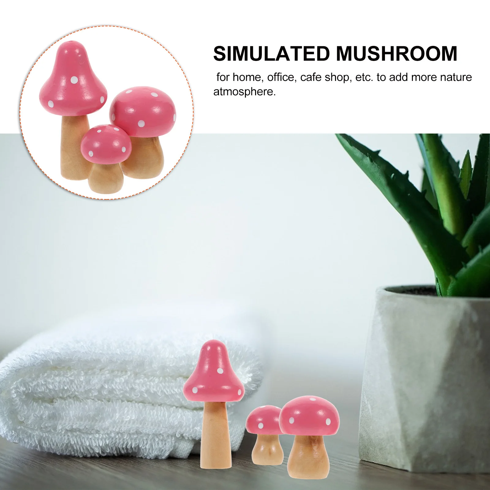 

3Pcs Small Mushroom Decoration Handcrafted Wood Desktop Ornament for Office Home Decor Miniature Garden Nature Inspired