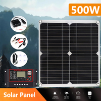 500W Solar Panel Kit Complete With 10A-100A Controller 18V Solar Cells Power Bank for Phone RV Car Camping Outdoor Charging