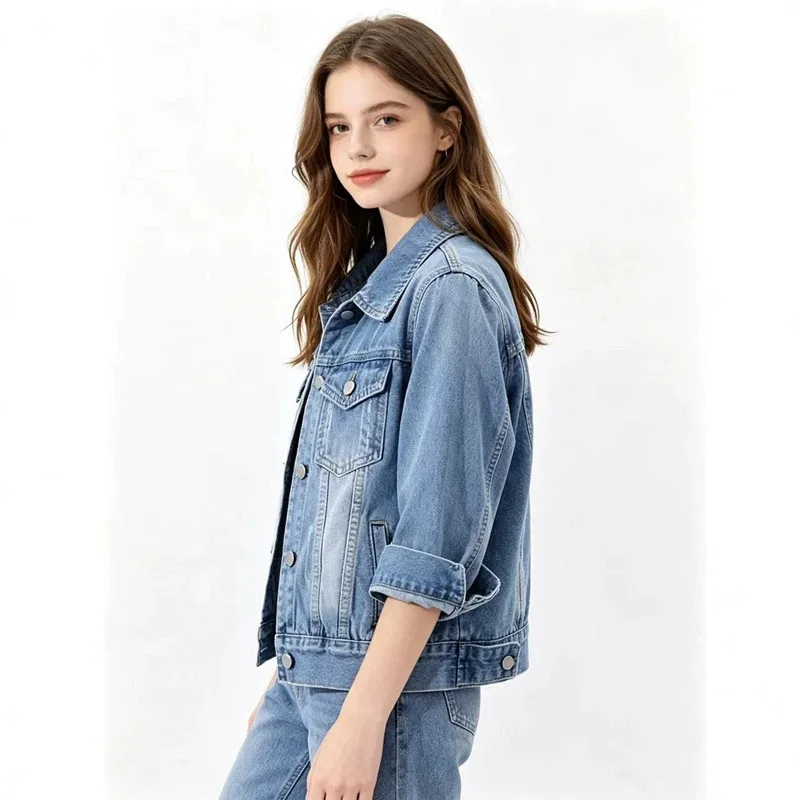 Women Denim Jacket Spring Autumn Short Coat Pink Jean Jackets Casual Tops Purple Yellow Purple Blue Loose Tops Lady Outerwear