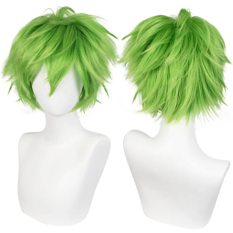 Universal Short Cosplay Synthetic Wig Silver Red Pink Blonde Grass Green Black Straight Men's Wig for Halloween Cosplay Party