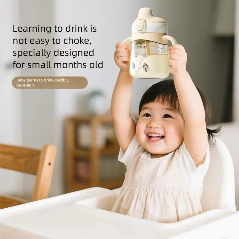For 0-3Y Anti Choking Baby Water Bottle PPSU Safe Material Cup 240ML Baby Straight Straw Learning Drink Cup Kids Water Bottles