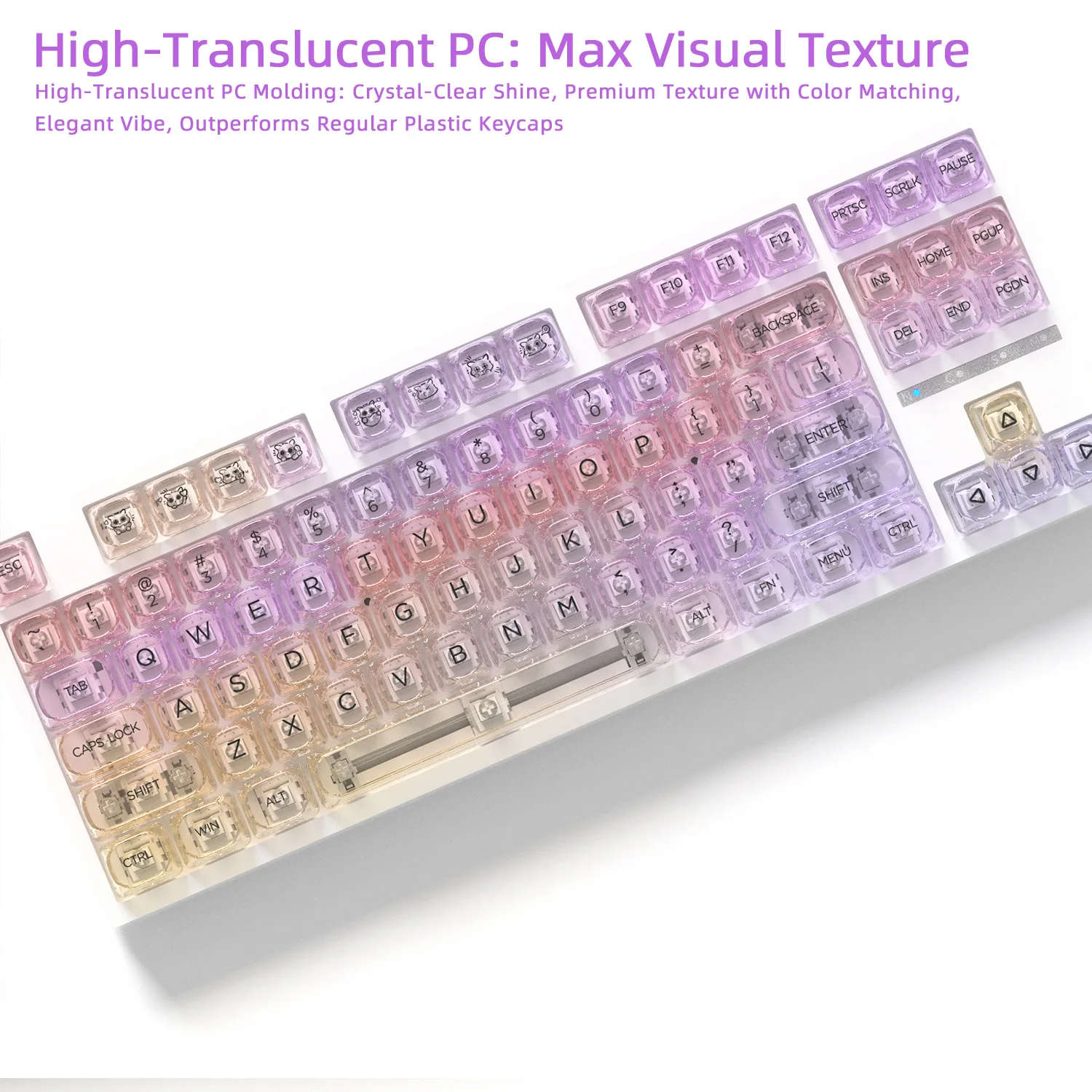 125 Keys Rainbow MOA Profile Transparent Keycaps Mechanical Keyboard Gradient Keycap RGB backlit PC Key Caps ISO Enter Custom