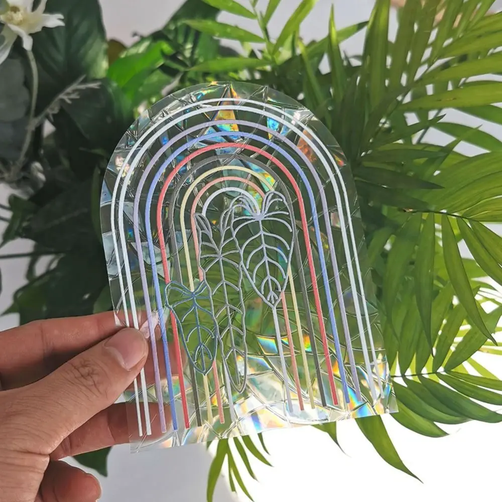 Protective Glass PVC Film Sun Catcher Flower Window Film Rainbow Prism Sticker Electrostatic Glass Sticker Sunlight Decals