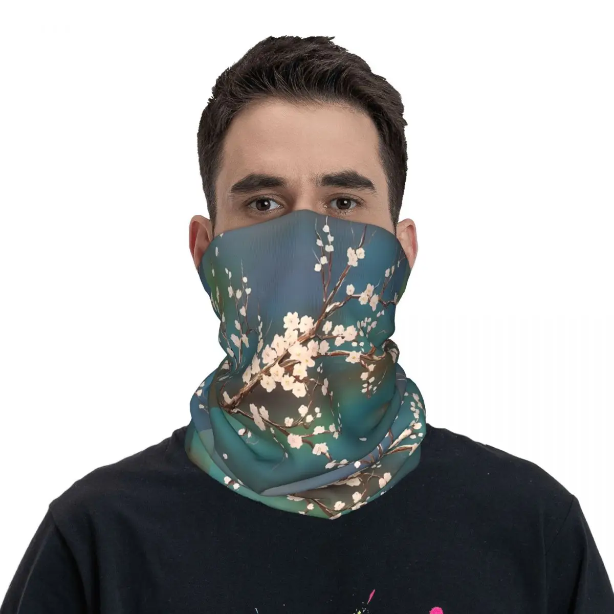 Pañuelo de flores para cuello, mascarilla facial de poliéster