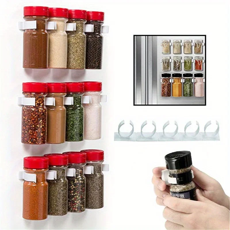 1/2/4pcs, Spice Clip Strips, Wall Mounted Kitchen Spice Jar Rack, Spice Gripper Clip, Seasoning Jar Storage Holder