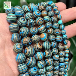 Blue Lace Malachite Stone Loose Round Spacer Beads DIY Bracelet Earrings for Fashion Jewelry Making 15