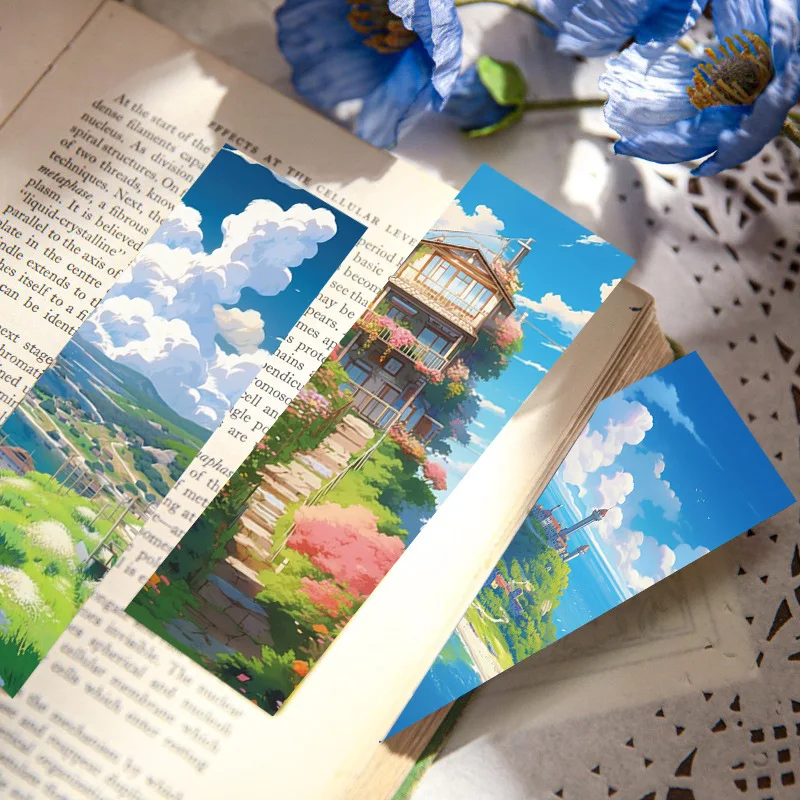 30-Pack Manga Style Bookmarks Romantic Scenery High-Appeal DIY Decorative Student Reading Tracker Bookmarks for Journaling