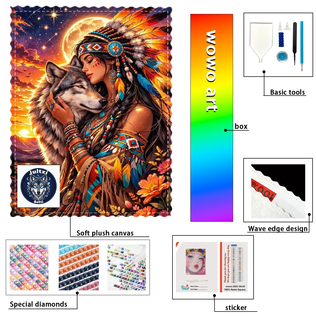 

【Betti_ Diamond Art】The large-sized 60*80cm, 120-color high-end diamon Crystal AB Rhinestone FD Rhinestone Perfect Resin Diamond